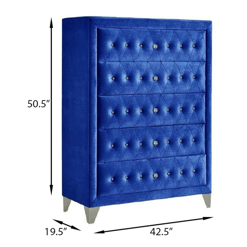 Rosdorf Park Ralston Upholstered 5-Drawer Chest | Wayfair for