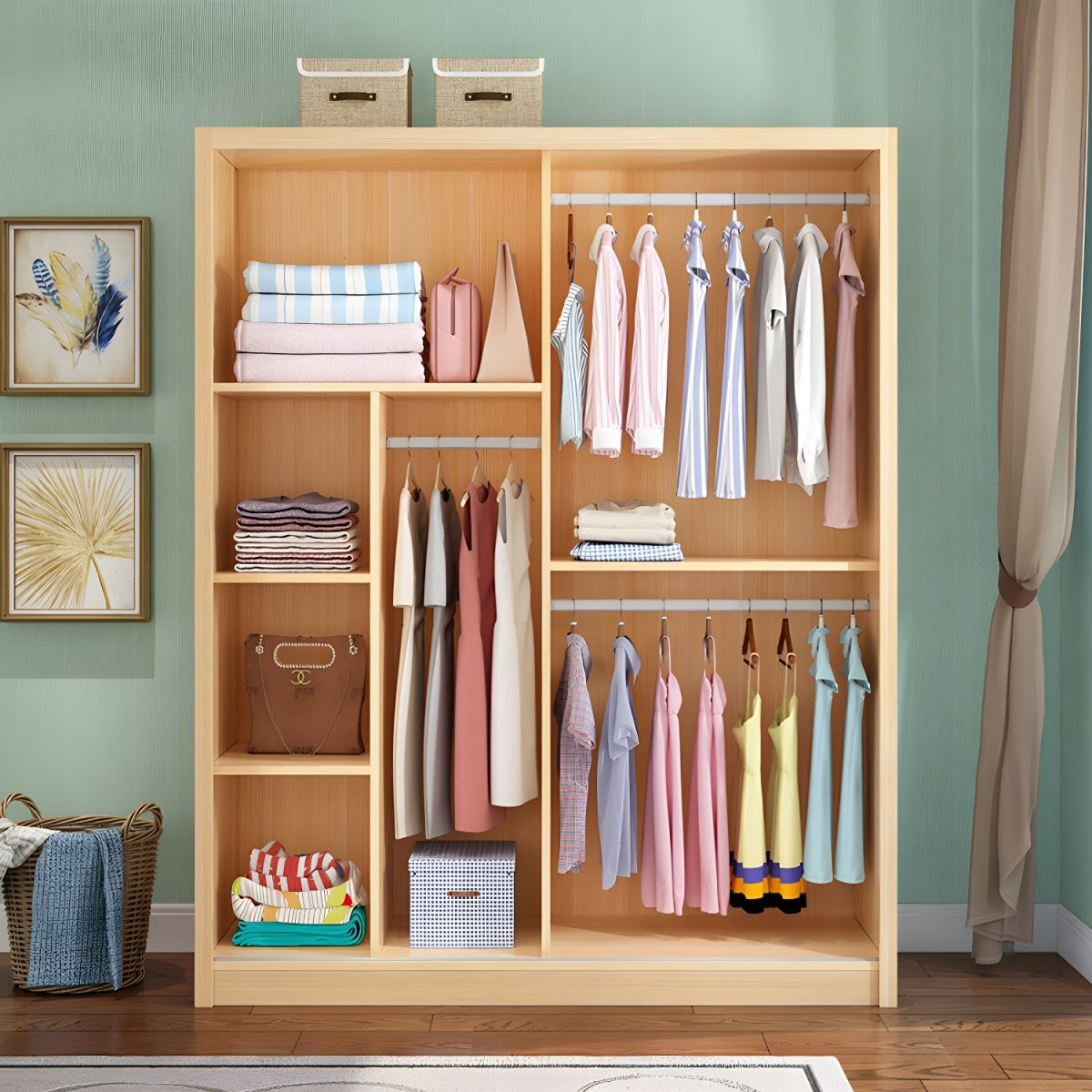 Solid Wood Kid's Wardrobe Shelved Wardrobe Closet With Sliding Barn ... with Understanding Beech Solid Wood Kid's Wardrobes A Comprehensive Guide