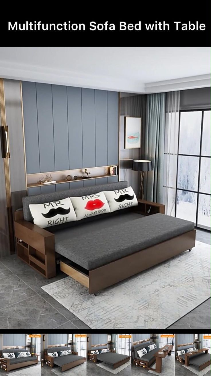 Space Saving Multifunction Sofa Bed With Foldable Work Desk In 2022 ... with