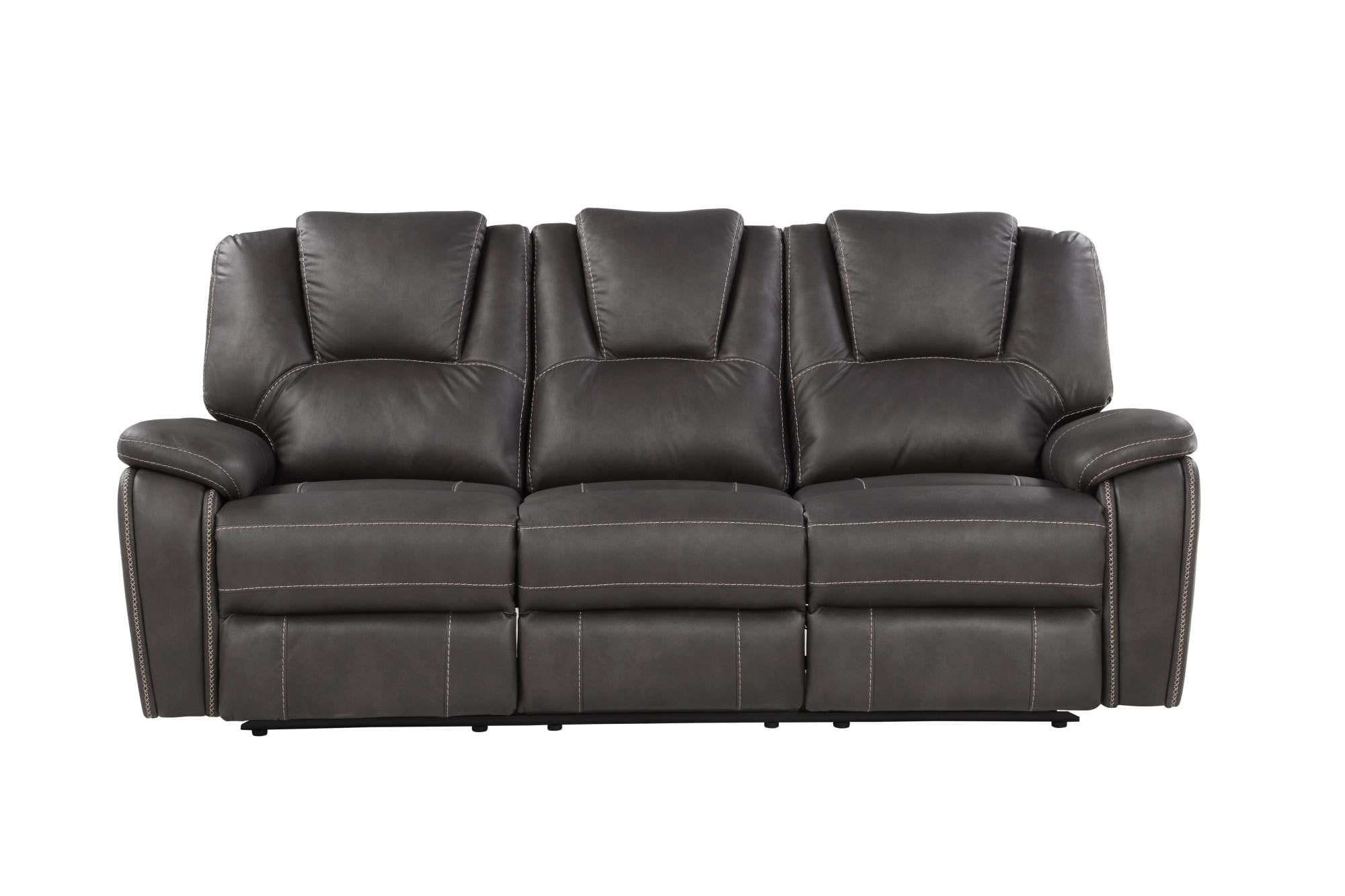 Steve Silver Katrine Charcoal Faux Leather Reclining Sofa, Living Room ... throughout