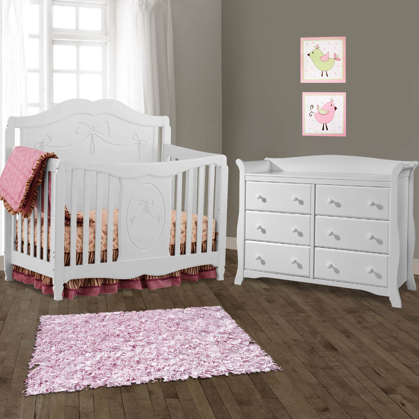 Storkcraft 2 Piece Nursery Set - Princess Convertible Crib And Avalon 6 ... pertaining to White Wonderland A Deep Dive into the Stork Craft Avalon Design