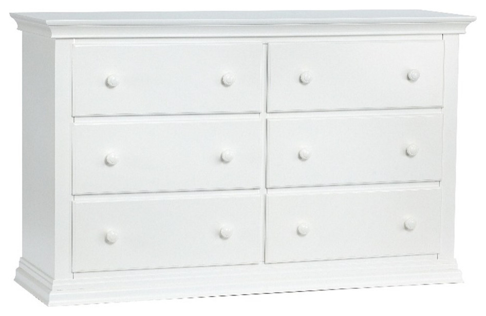 Suite Bebe Hayes 6-Drawer Traditional Wood Double Dresser In White ... with regard to