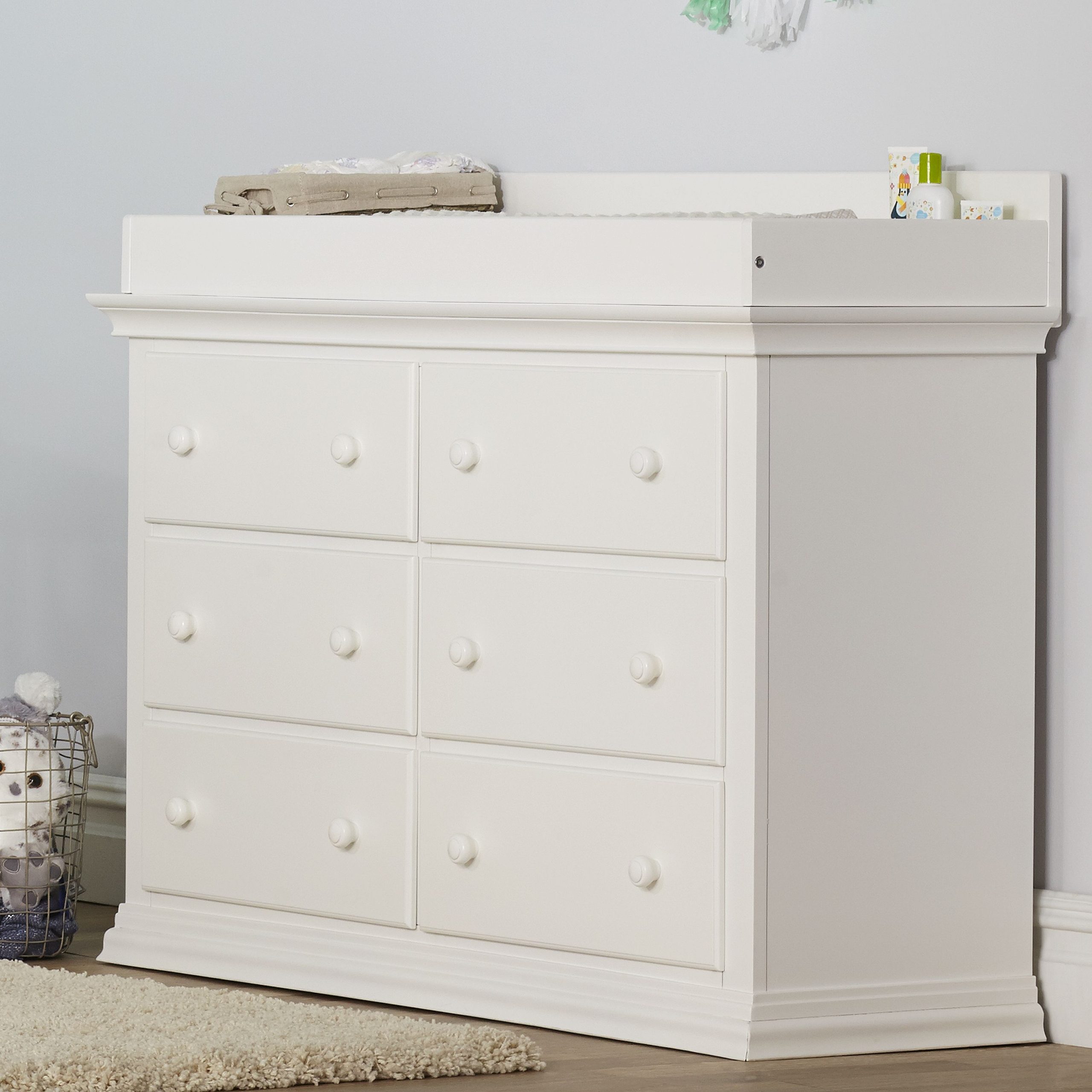 Suite Bebe Riley 6 Drawer Double Dresser, White | Double Dresser ... pertaining to
