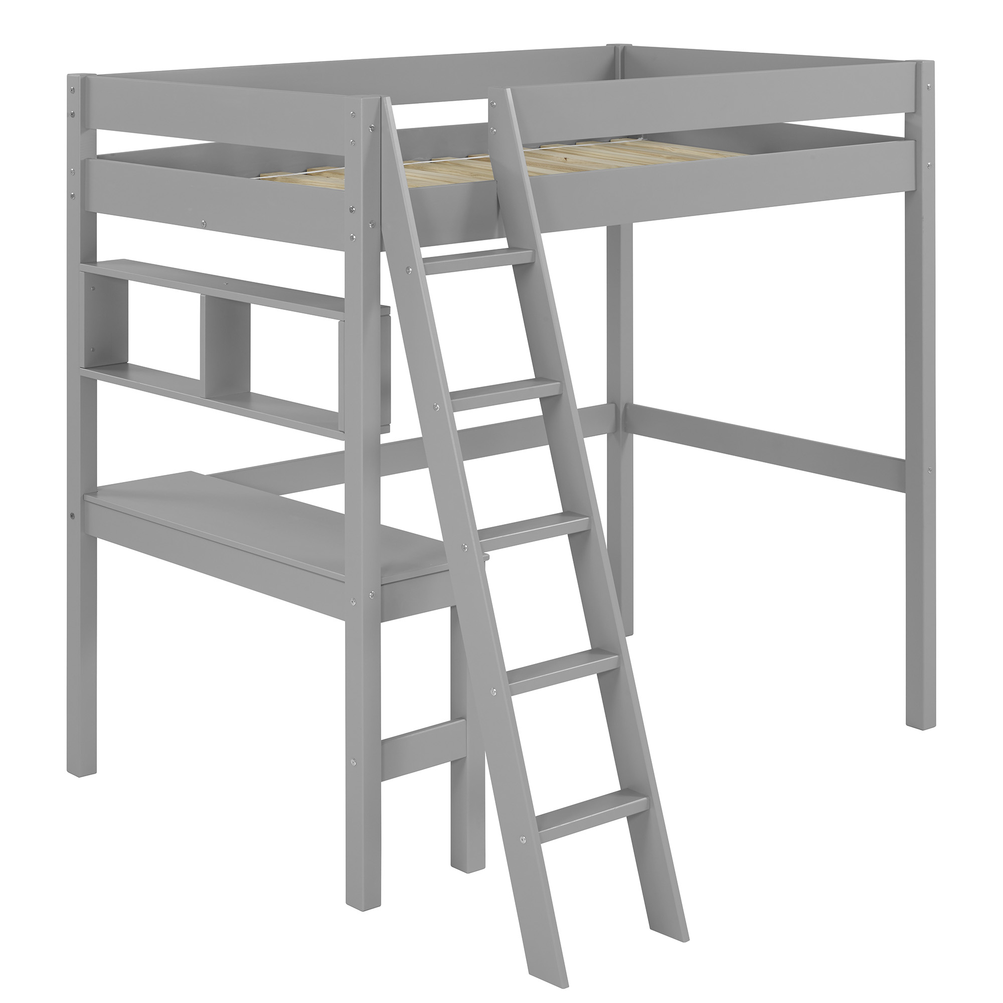 Swan Solid Wood Loft Bed With Desk - Grey - Walker Edison | Havenly intended for The Ultimate Guide to Assembling and Maintaining Your Gray Solid Wood Loft Bed