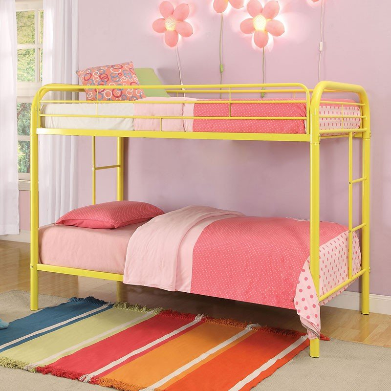 Thomas Twin Bunk Bed (Yellow) Acme Furniture | Furniture Cart inside Thomas Twin/Twin Bunk Bed Safety Features Understanding the Essentials