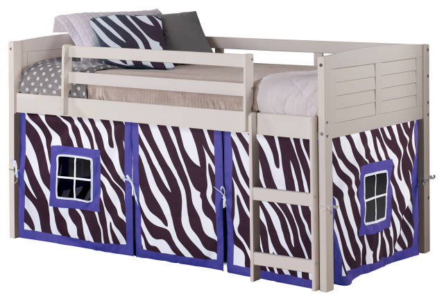 Twin Louver Low Loft White W/Zebra Tent - Transitional - Loft Beds - By ... for
