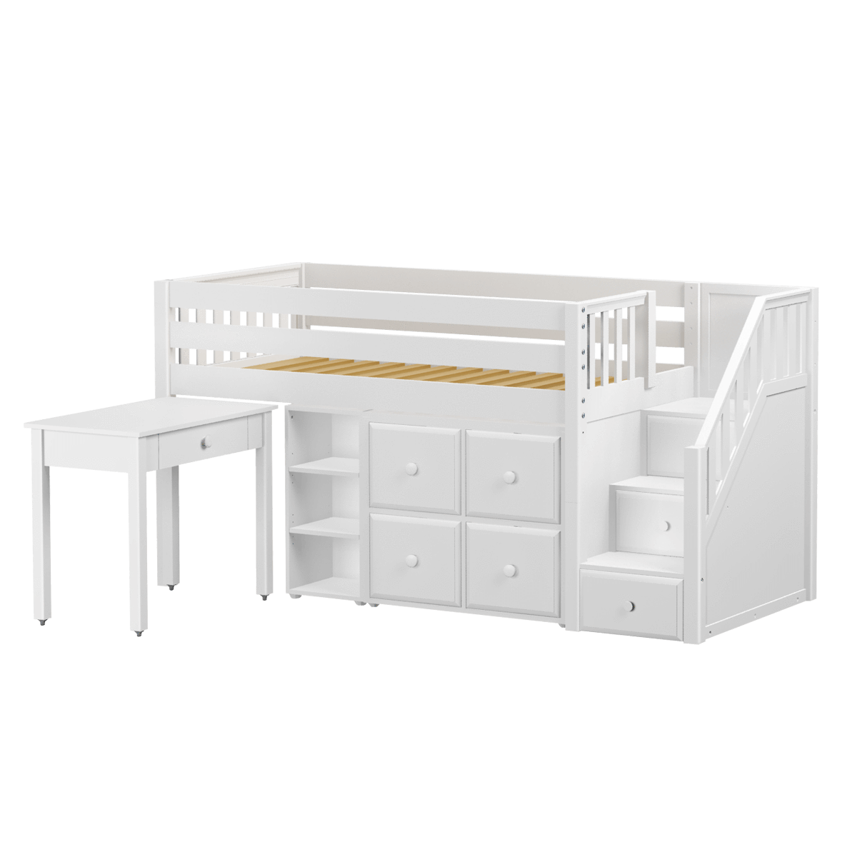 Twin Low Loft Bed With Stairs, Storage + Desk | Low Loft Beds, Loft Bed ... inside Transforming Spaces How a Versatile Design Loft Bed with Stairs Enhances Functionality