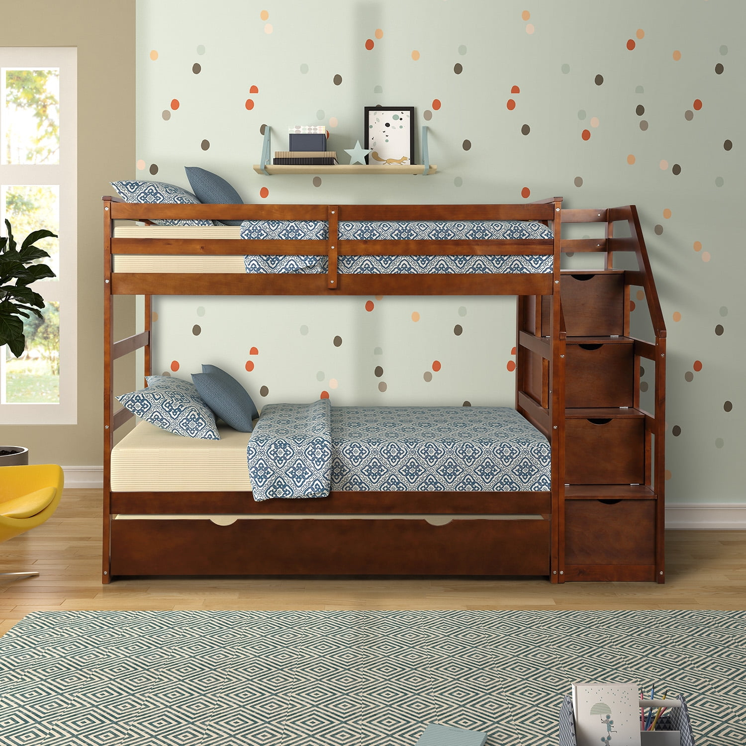 Twin Over Twin Bunk Beds For Kids, 94.4'' X 42.4'' X 61.4'' Solid Wood ... within