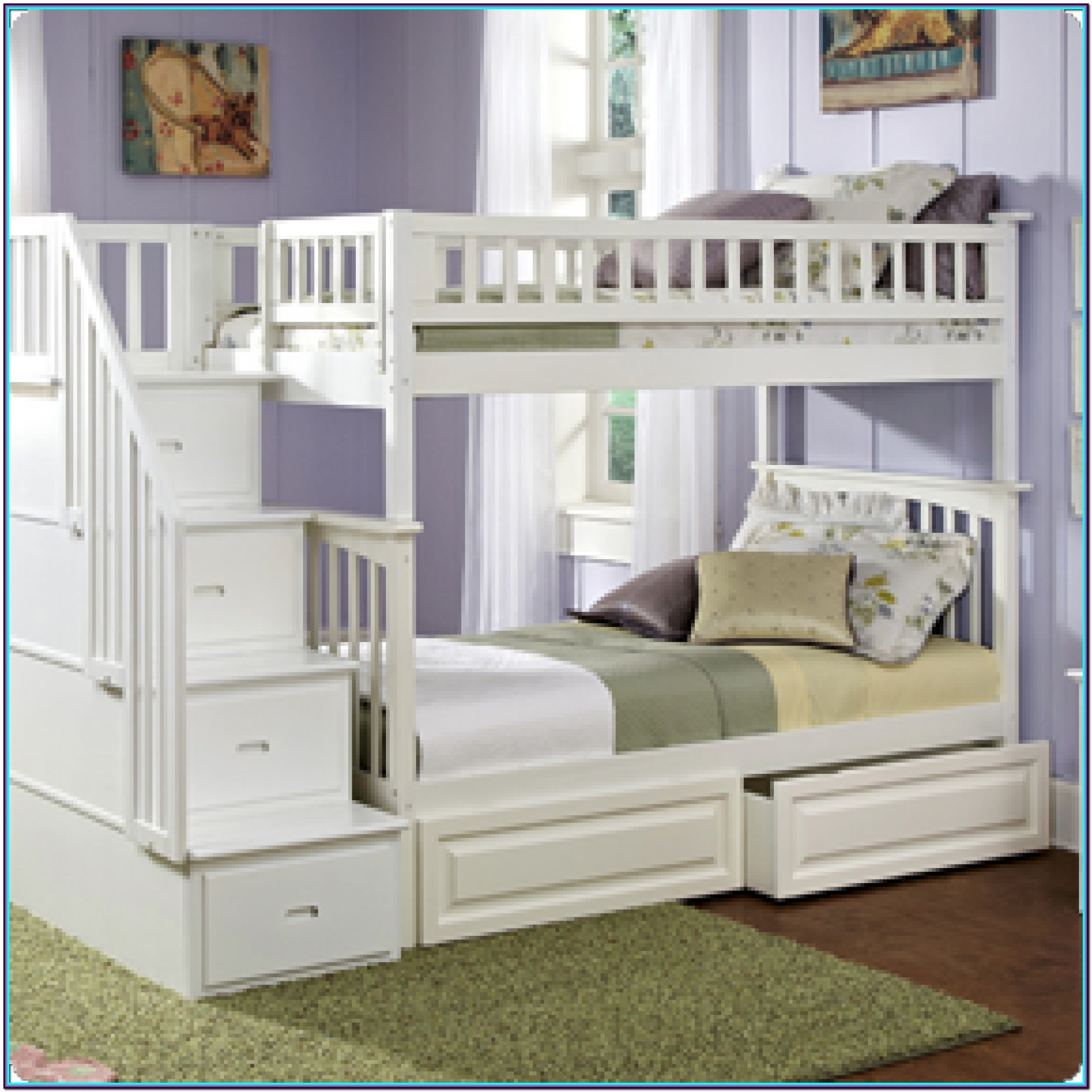 Twin Over Twin Bunk Beds With Stairs And Drawers - Bedroom : Home ... intended for