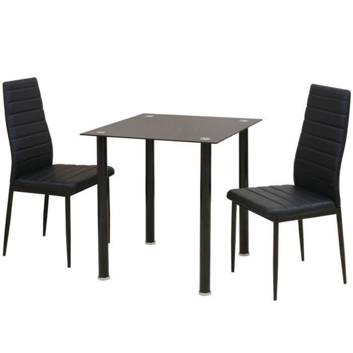 Vidaxl Ensemble De Table Et Chaise De Salle À Manger 3 Pièces Noir ... throughout