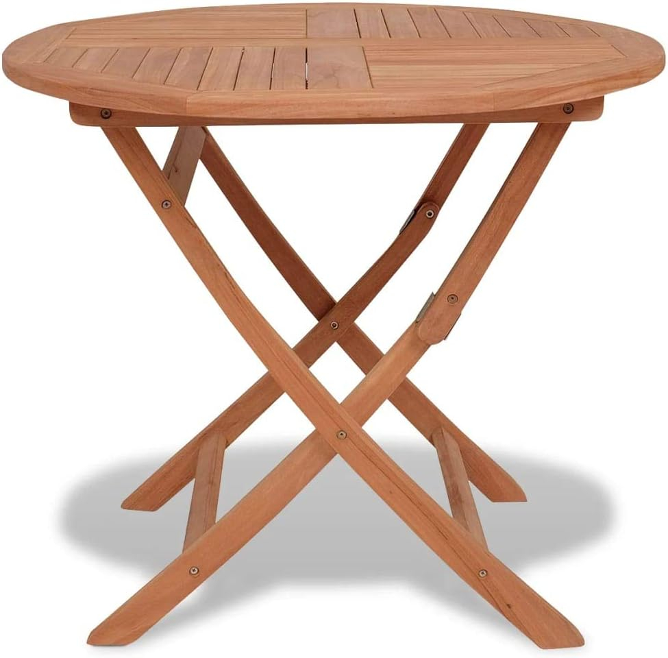 Vidaxl Solid Teak Folding Outdoor Dining Table Round Garden Patio ... for Beyond the Basics Exploring Design Styles for Your Vidaxl Dining Table