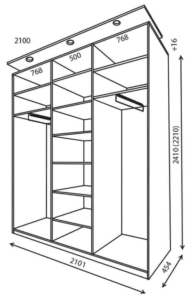 Wardrobe Design With Dimensions inside