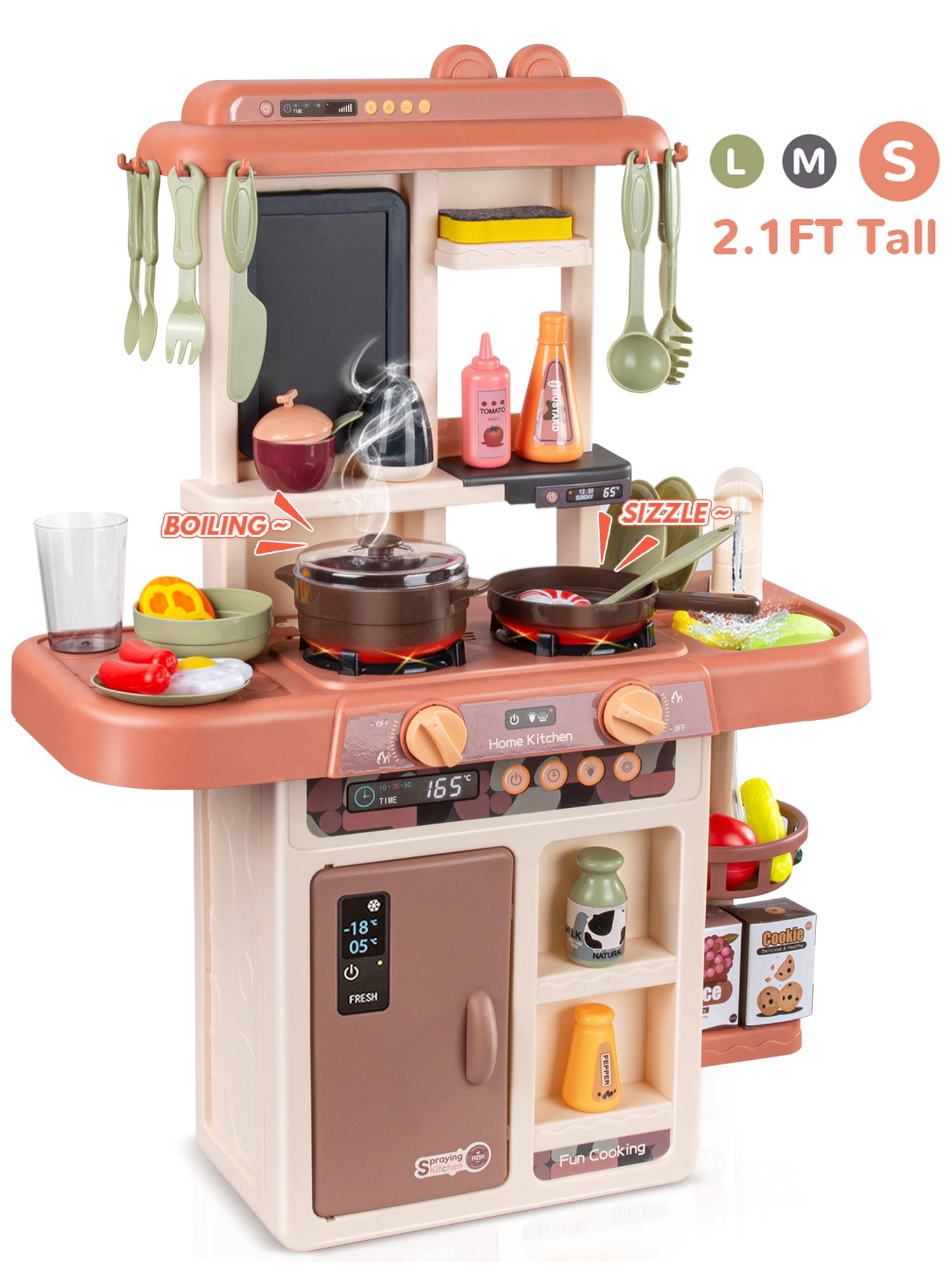 Wisairt Play Kitchen Set For Kids, 2.1Ft Tall Toy Play Kitchen W ... with regard to