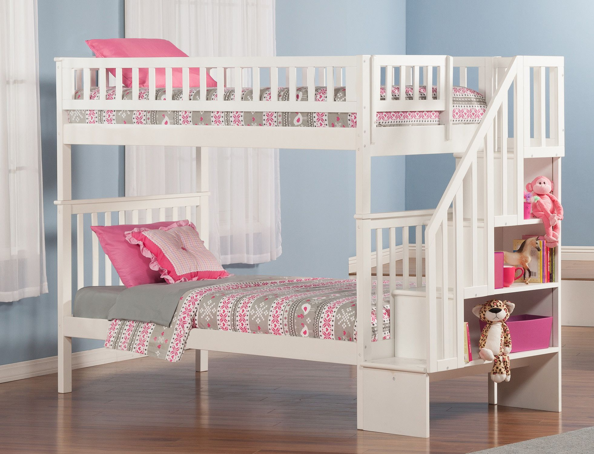 Woodland Twin Over Twin Bunk Bed With Staircase | Wayfair | Bunk Bed ... throughout