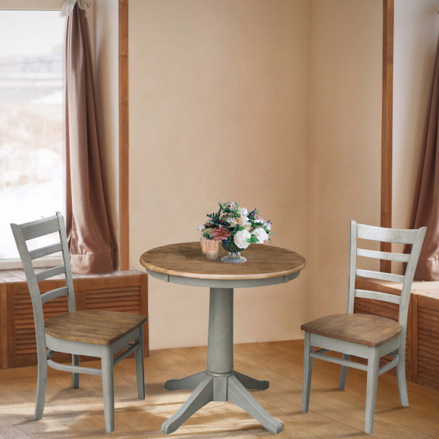 30" Round Top Pedestal Table With 2 Emily Chairs - 3 Piece Set ... in