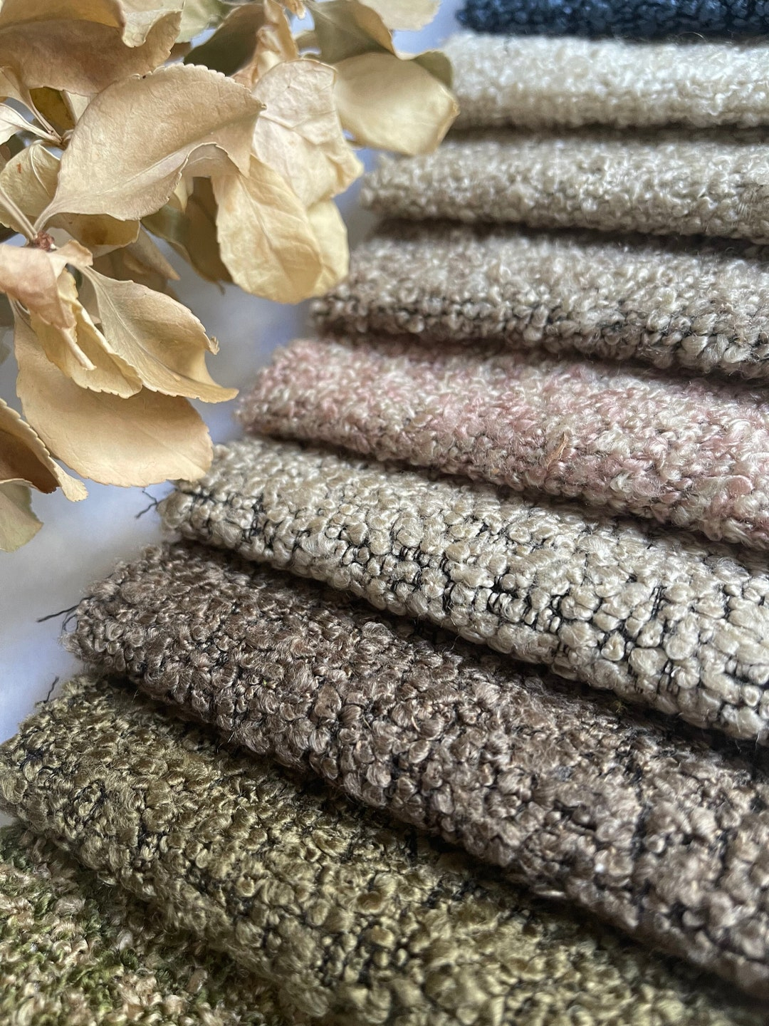 7 Color Boucle Upholstery Fabric By The Yard, Puffy Textured Boucle ... for Beyond trends the timeless elegance of a black boucle upholstered set