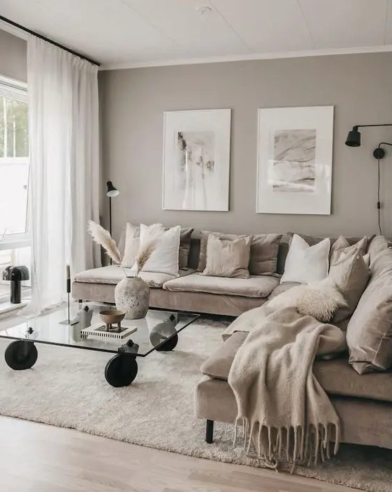 75 Stylish Neutral Living Room Designs - Digsdigs within Why Cloud Gray is the Ultimate Neutral for Contemporary Sofa Designs