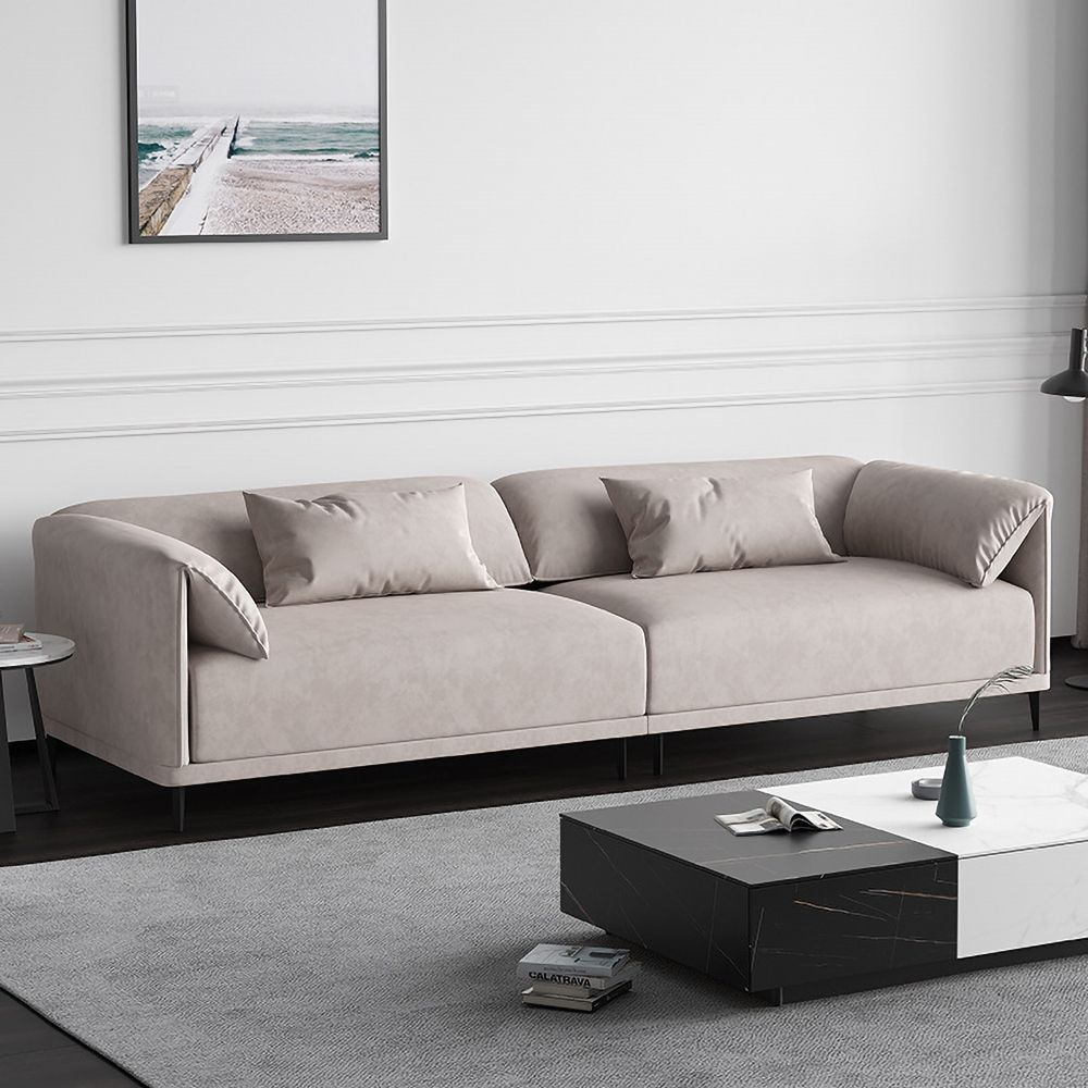 82.7" Gray Upholstered Sofa Modern Leath-Aire Black Legs | Homary ... with How a Gray Upholstered Sofa Can Transform Your Living Space