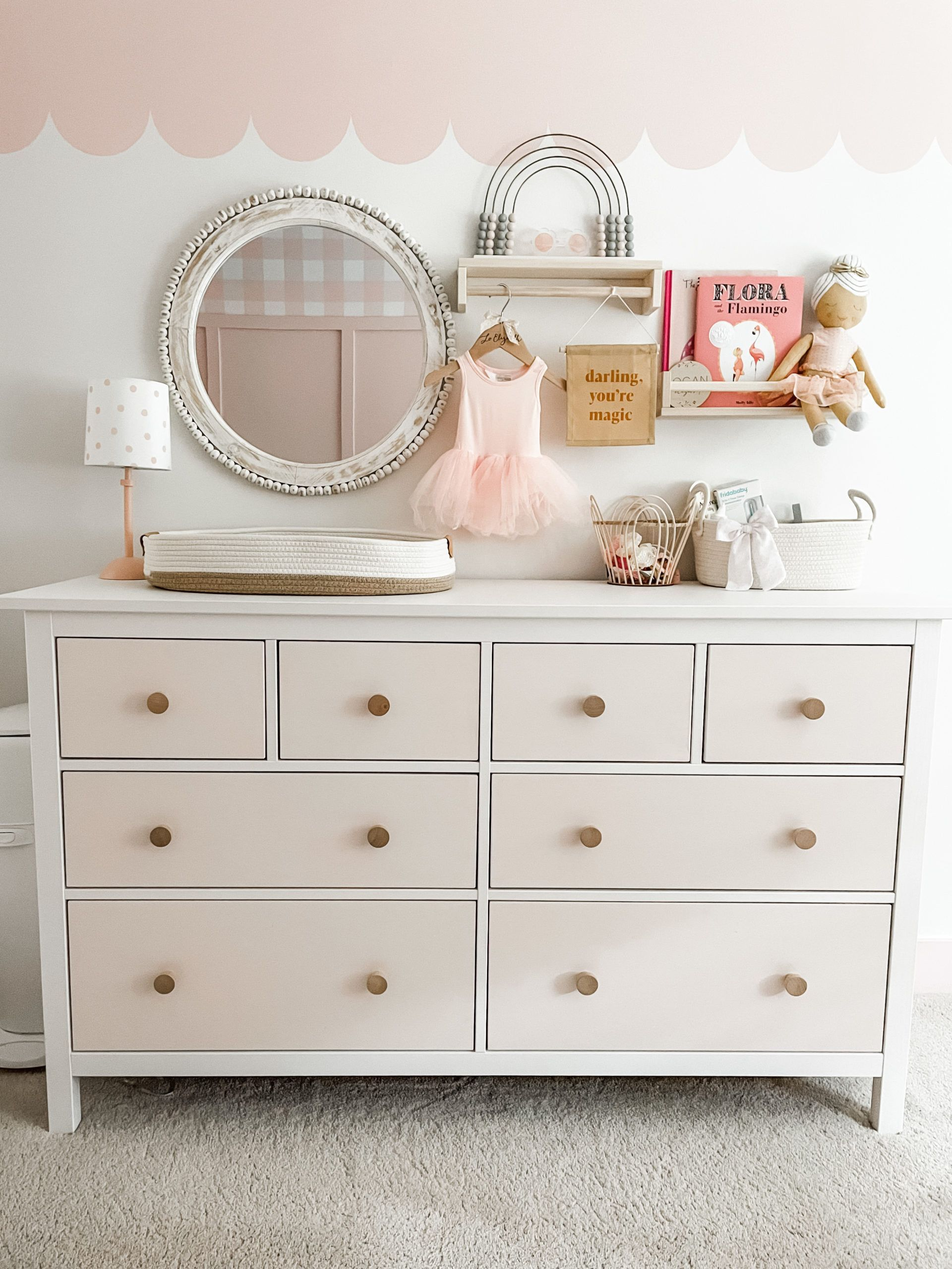 A Nursery For A Tiny Dancer - Project Nursery | Nursery Dresser Decor ... in A Parent's Guide to Choosing the Right White Dresser for the Nursery