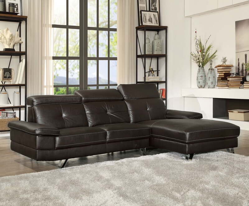Acme 52045 Aeryn Espresso Faux Leather Sectional Sofa With Chaise | Amb ... regarding
