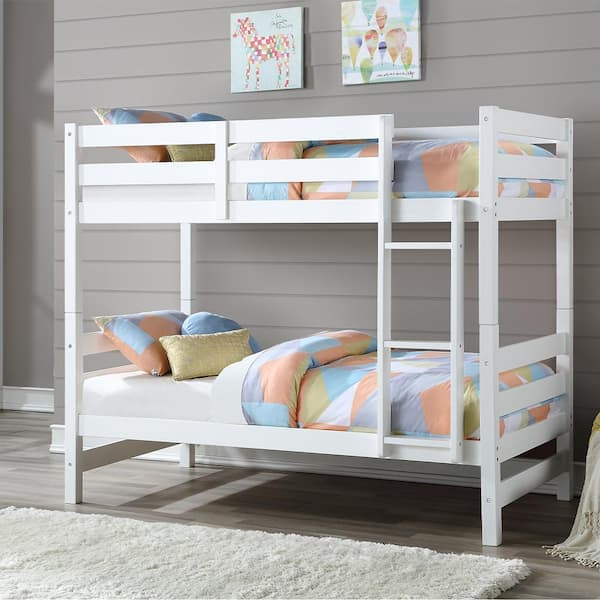 Acme Furniture Ronnie White Finish Twin/Twin Bunk Bed 37785 - The Home ... within