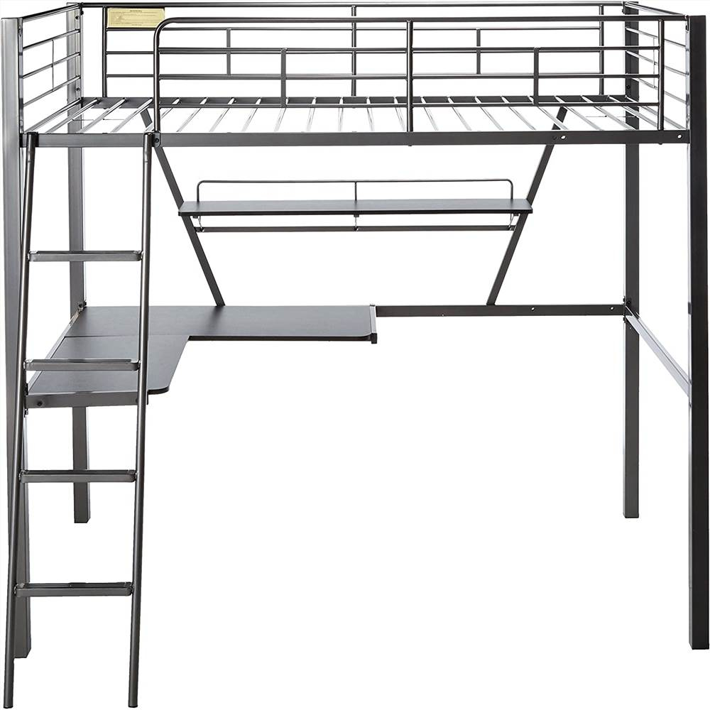 Acme Twin Size Metal Loft Bed Frame With Desk Black with regard to Understanding the Benefits of the Senon Loft Bed With Desk Silver and Black