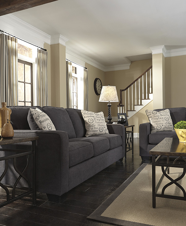 Alenya - Charcoal Sofa By Signature Design | Marjen Of Chicago ... regarding The Enduring Appeal of Charcoal and Espresso in Sofa Styling