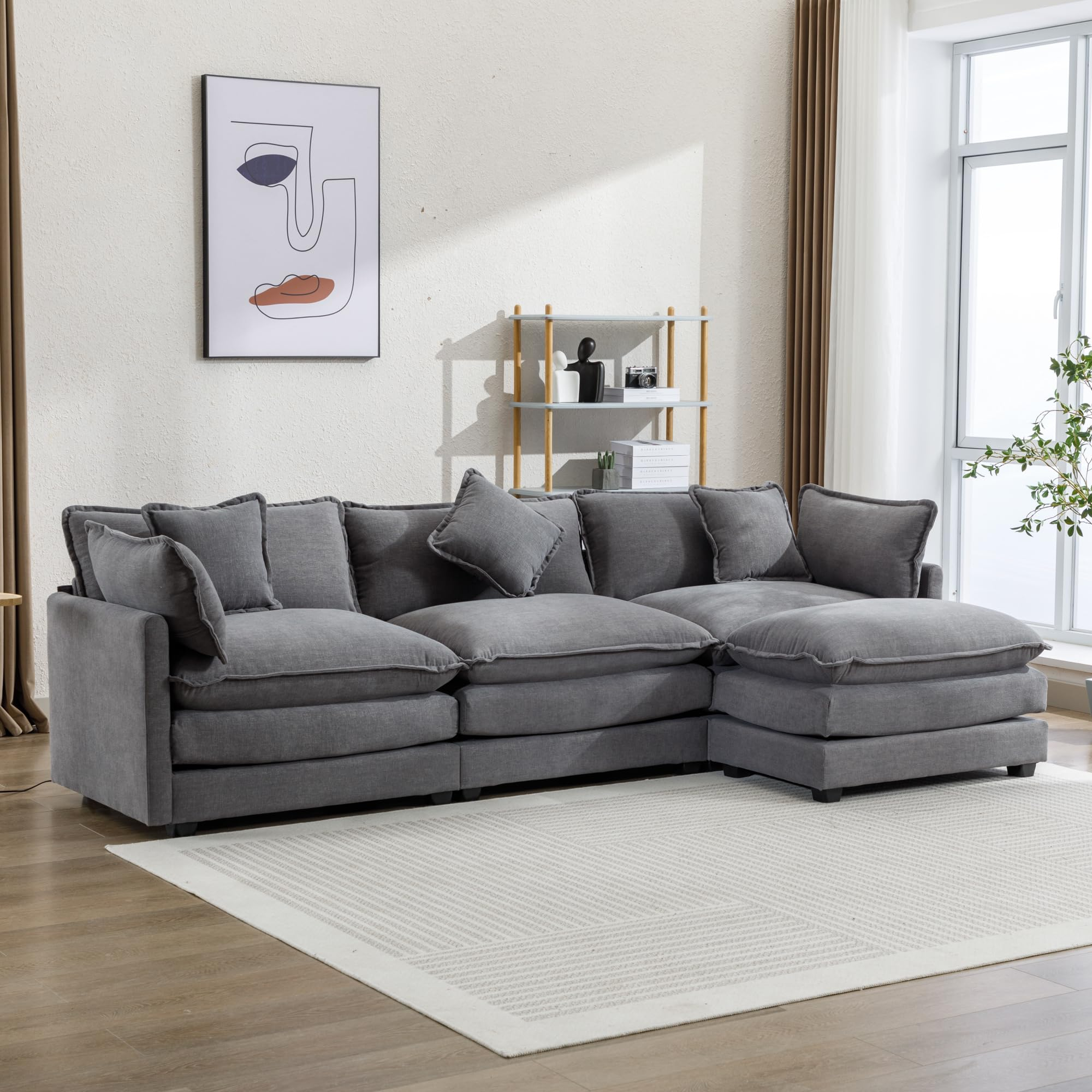 Amazon.com: 111.4" W L Shaped Modular Sofa Couch, Cloud Lazy Sofa Bed ... throughout