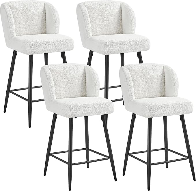 Amazon.com: Yaheetech Bar Stools Set Of 4 Boucle Fabric Upholstered ... with
