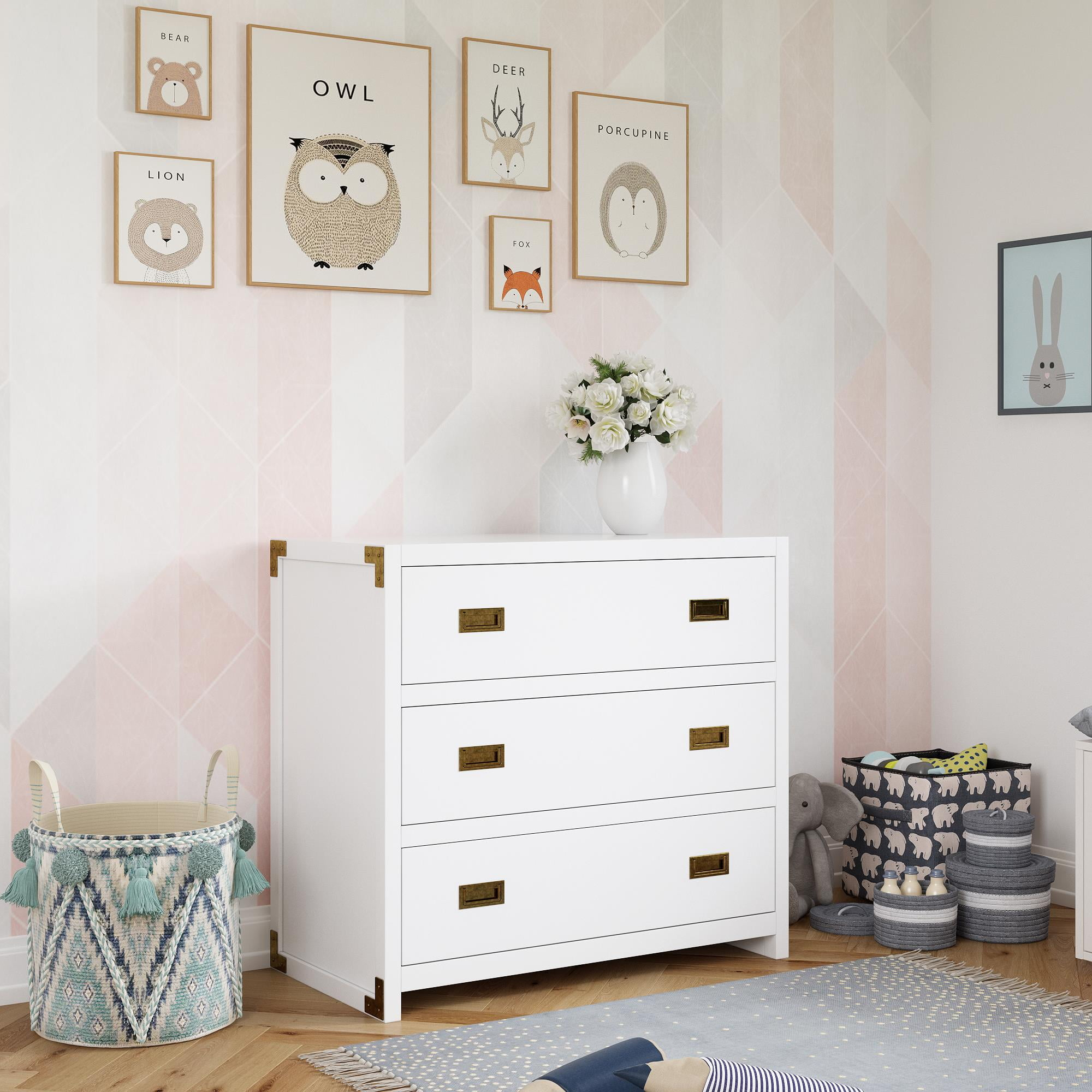 Baby Relax Miles 3-Drawer Dresser, Nursery Storage, White - Walmart.com with regard to