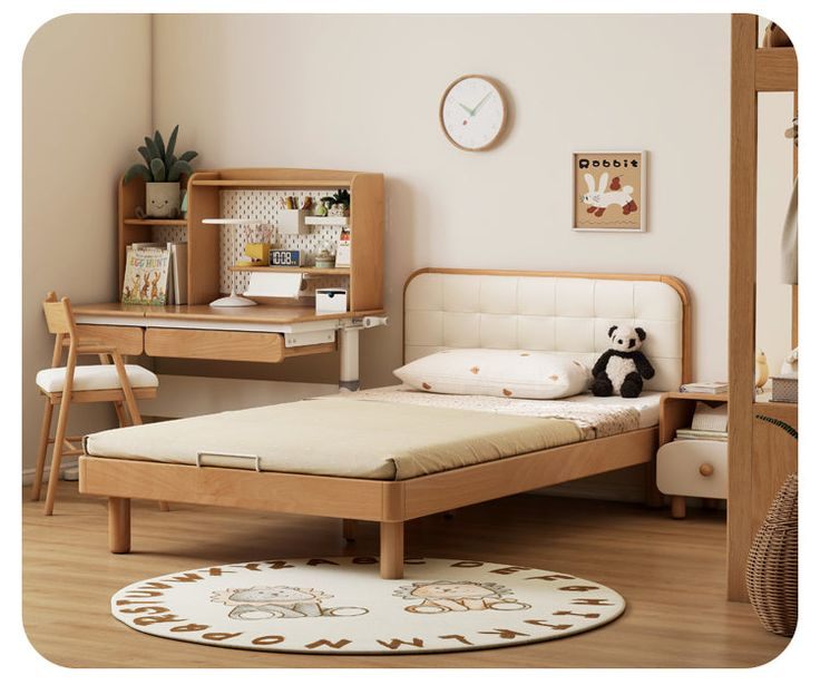 Beech Solid Wood Bedroom Furniture Set Children's Bed Montessori In ... pertaining to Why Beech Solid Wood is a Smart Choice for Kids' Wardrobes