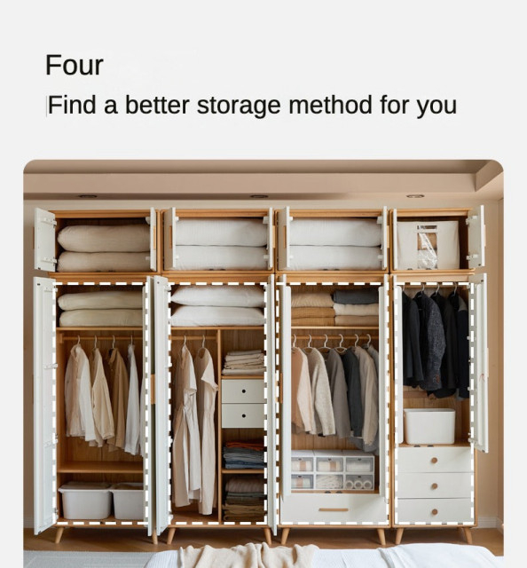 Beech Solid Wood Wardrobe Combination, Width 0.8M/Depth 0.56M Two-Door ... in