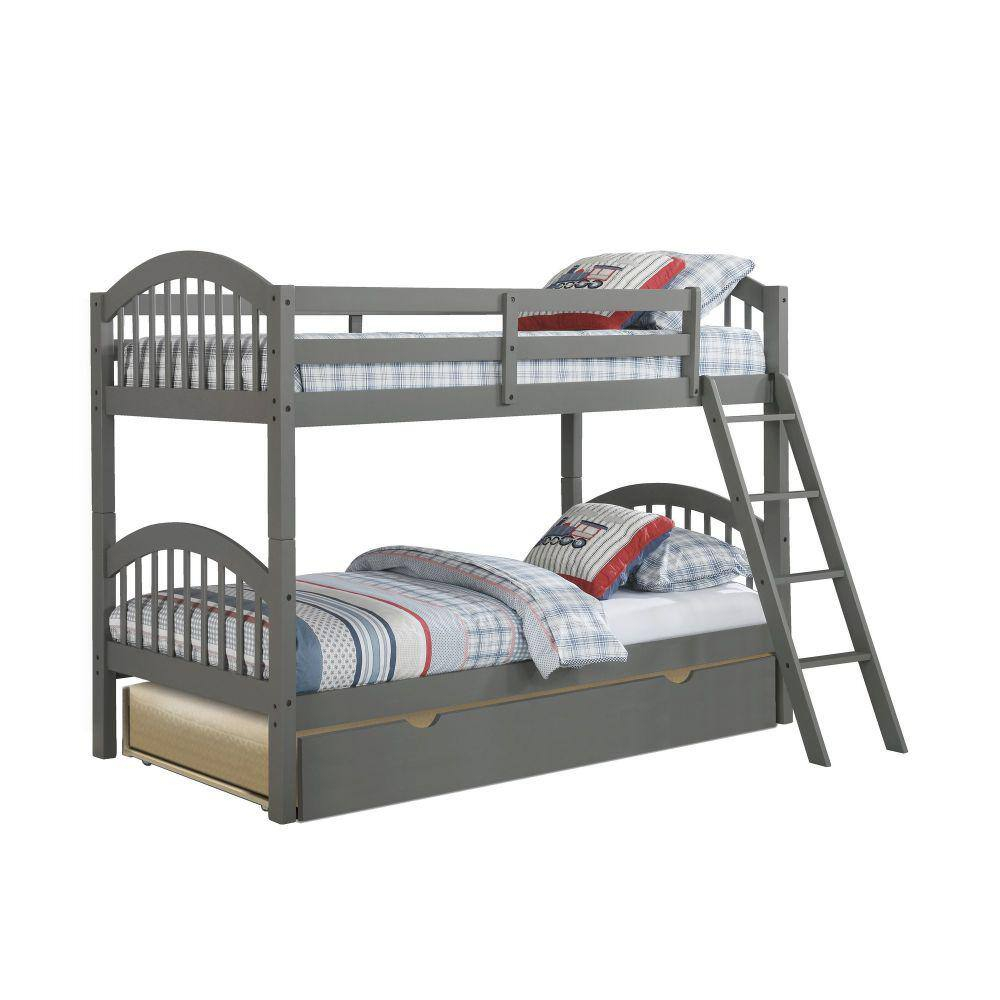 Benjara Diana Gray Without Mattress Twin Bunk Beds With Trundle And ... within
