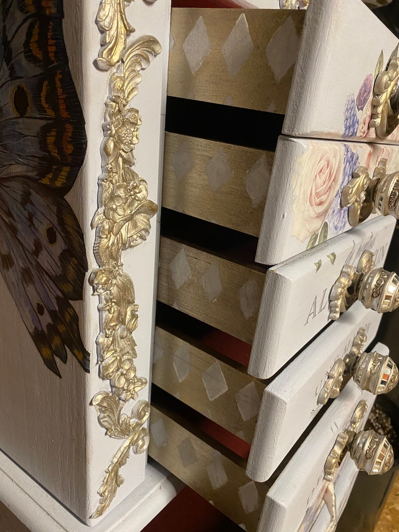Butterfly Love Jewelry Armoire - Etsy throughout A Deep Dive into the Craft of Butterfly Decorated Armoires