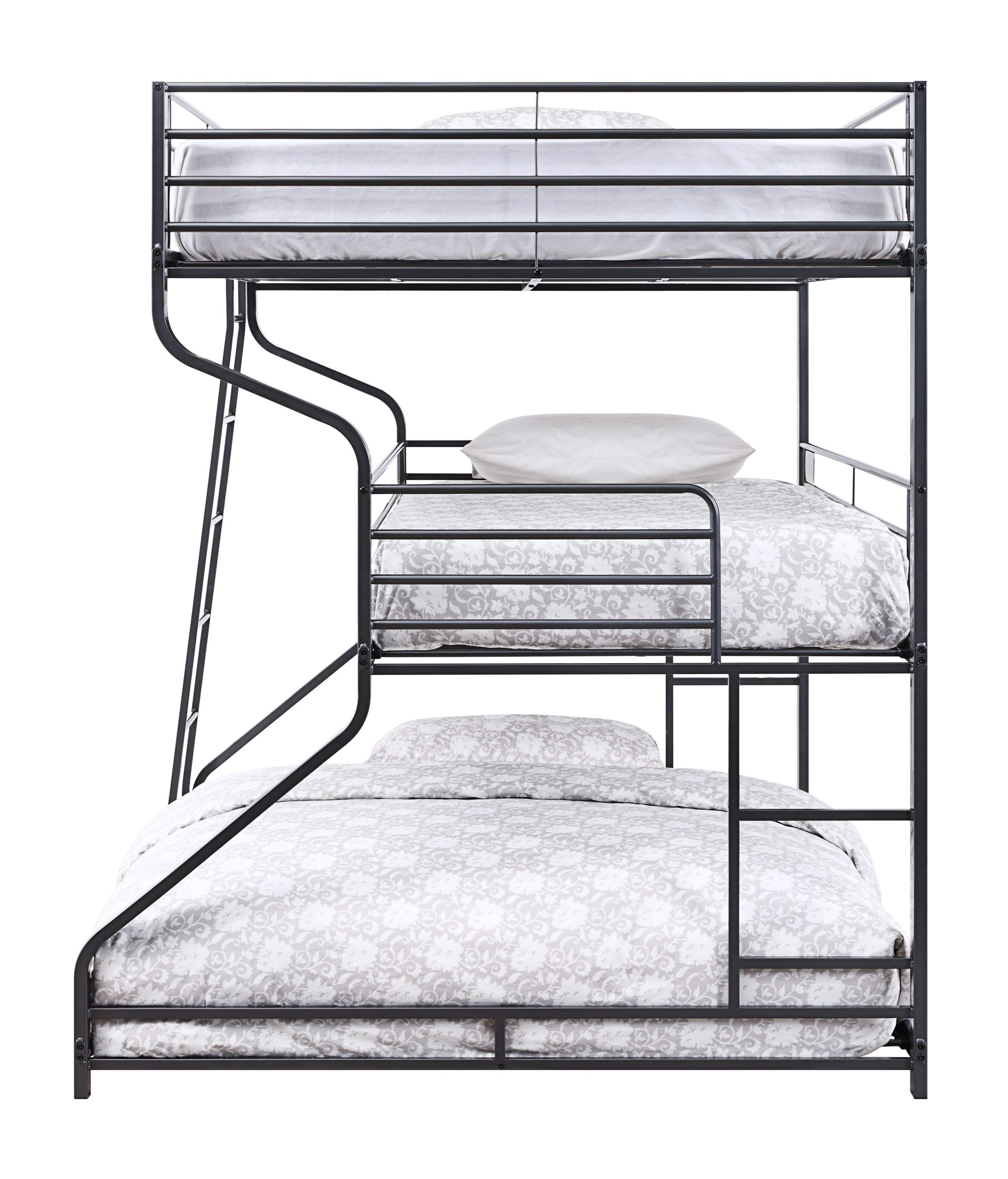 Caius Zig-Zag Triple Metal Bunk Bed (Full/Twin/Queen) | Metal Bunk Beds ... throughout Space-Saving Innovations Silver Metal Triple Twin Bunk Beds with Built-In Desks for Modern Living