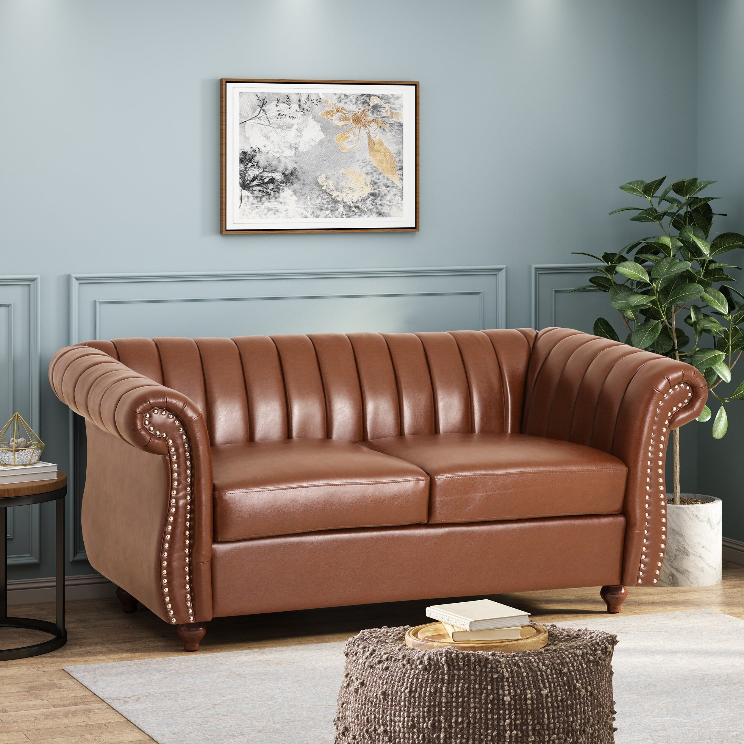 Christopher Knight Home Glenmont Love Seats, Cognac Brown + Espresso ... intended for Unpacking the Craftsmanship Behind the Hixon Cognac and Espresso Sofa