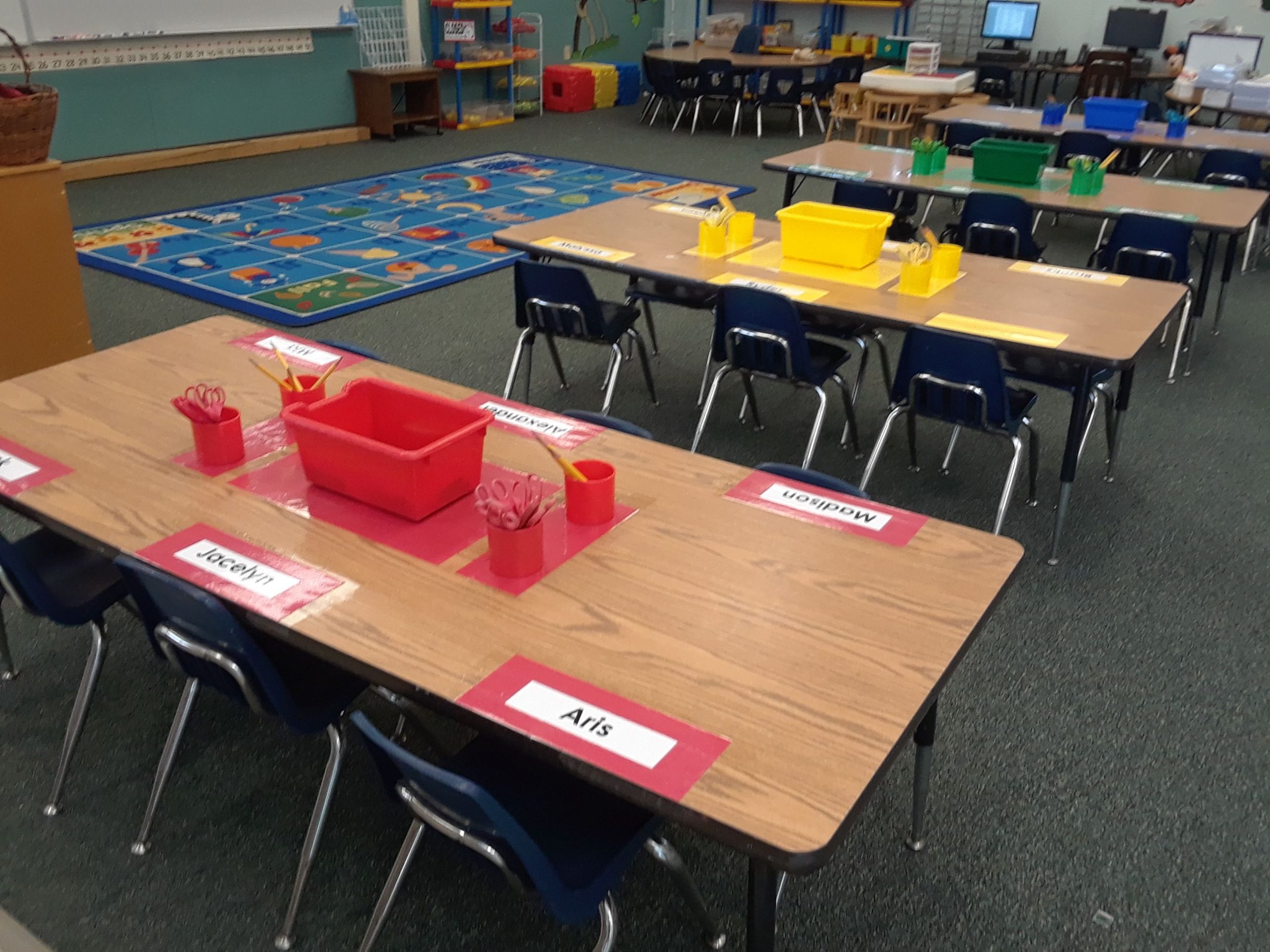 Color Tables Set Up For First Day Of School within Exploring the Power of Color and Function in Early Childhood Furniture