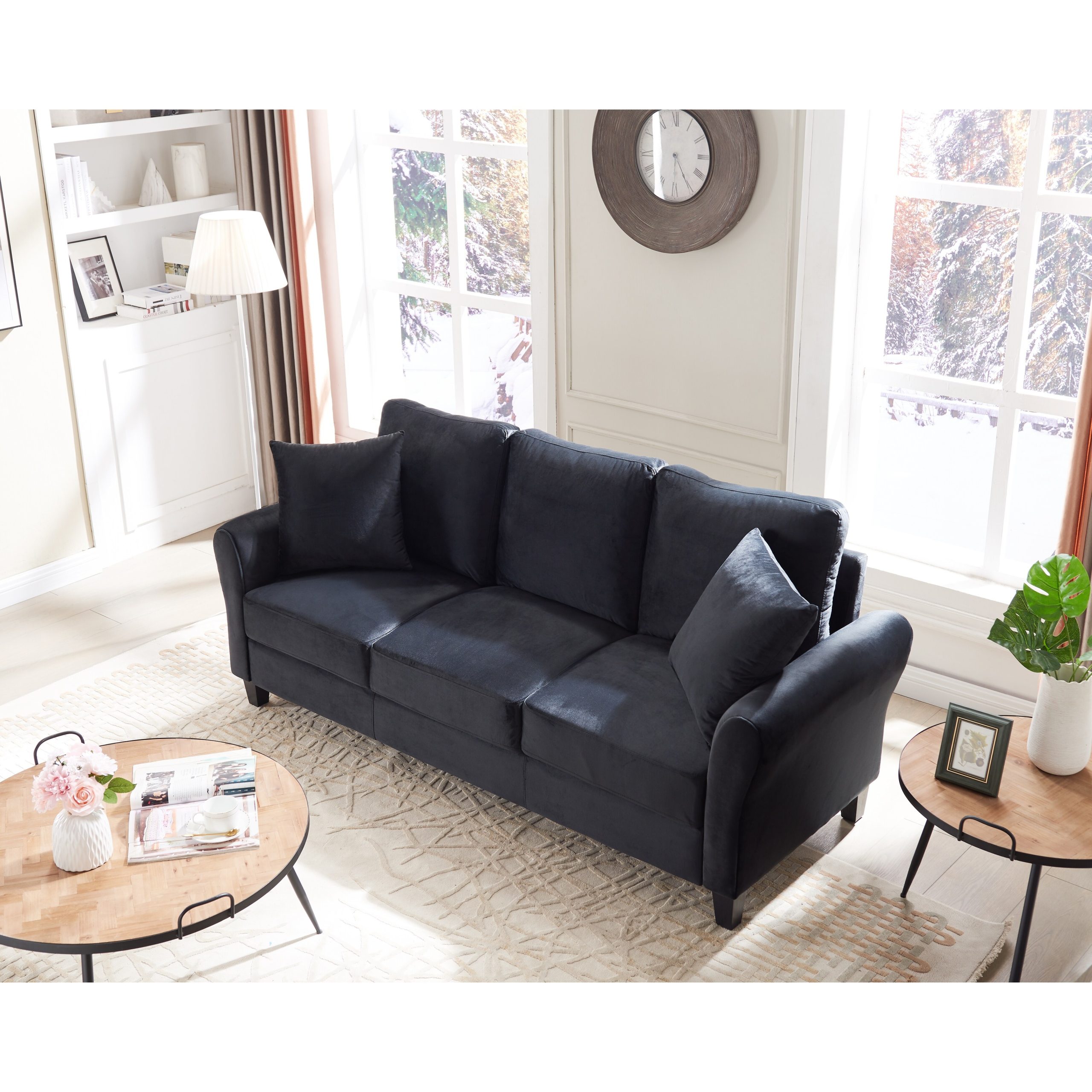 Contemporary Black Velvet Sofa - Stylish Design, Sturdy Construction ... inside Unpacking the Allure of a Black Velvet Sofa Design Insights