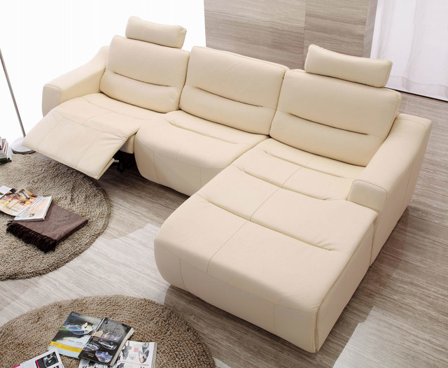 Cream Italian Leather Sectional Sofa Set With Recliner Chair ... regarding Designing Your Dream Space with a Cream Modular Sofa