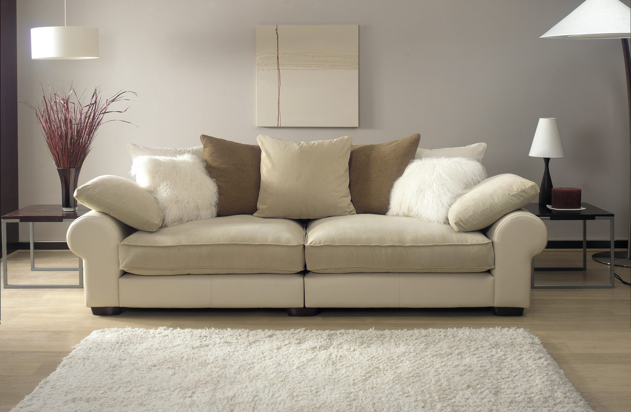 Cream Sofa In Modern Living Room With Rug - Daylom &Amp; Vovo Upholstery inside Designing Your Dream Space with a Cream Modular Sofa