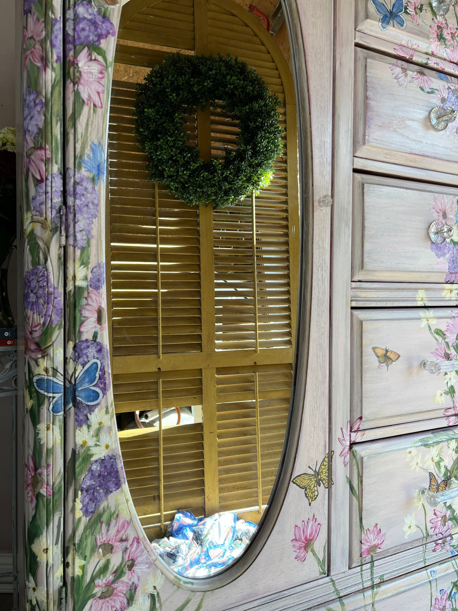Custom Painted Hand Painted Butterfly And Flowers Armoire Wardrobe ... inside