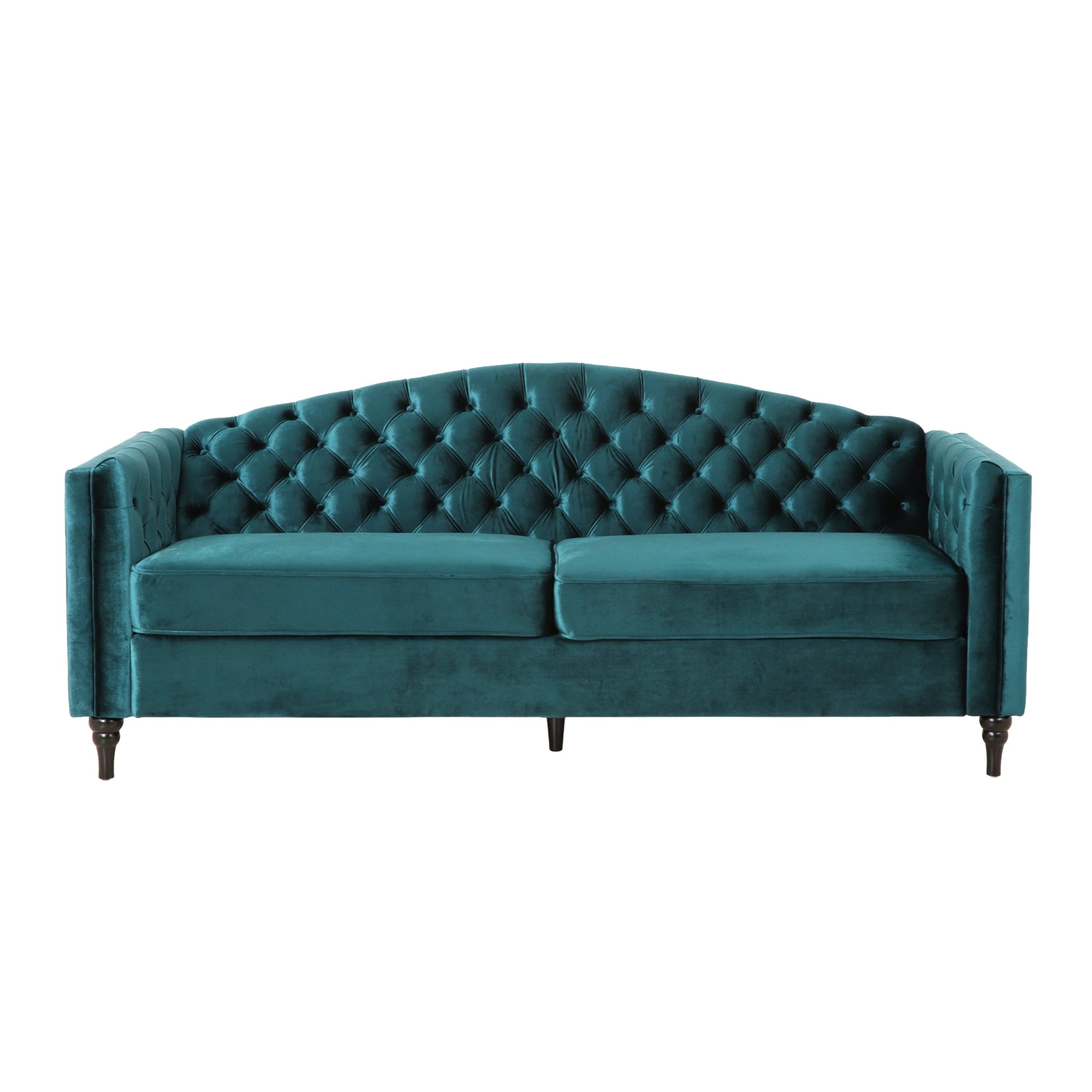Darionna Traditional Button Tufted Velvet 3 Seater Sofa, Teal And Dark ... throughout Unveiling the Beauty of the Teal and Dark Brown Susan Velvet Sofa
