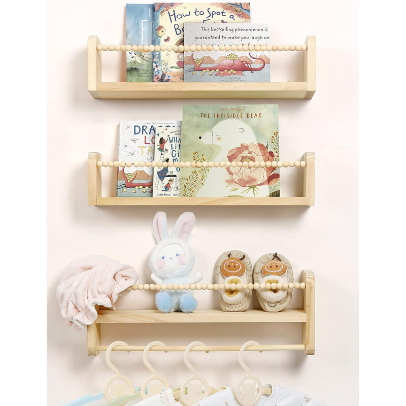 Ebern Designs Nursery 3 Piece Pine Solid Wood Floating Shelf &Amp; Reviews ... for