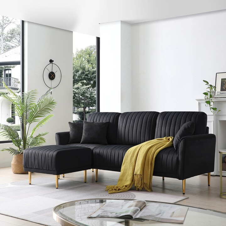 Edwinray 82" L-Shaped Modular Sectional Sofa With 3-Seat Sofa &Amp; Ottoman ... inside