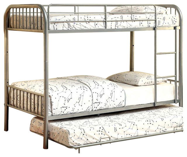 Elegant Metal Twin/Twin Bunk Bed, Silver - Transitional - Bunk Beds ... regarding