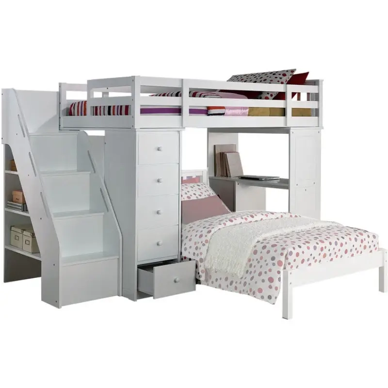 Emma Mason Signature Myriad Loft Bed With Bookcase Ladder In White ... pertaining to