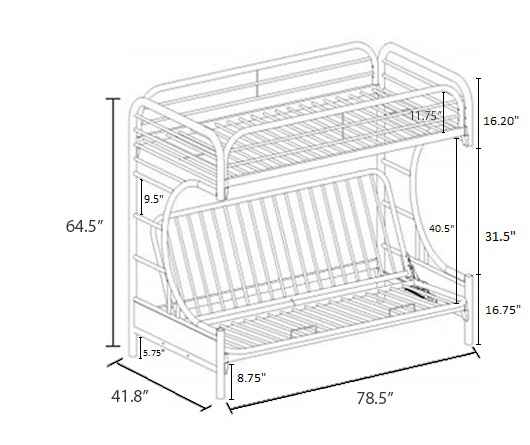 Emmett White Futon Bunk Bed - Cb Furniture throughout