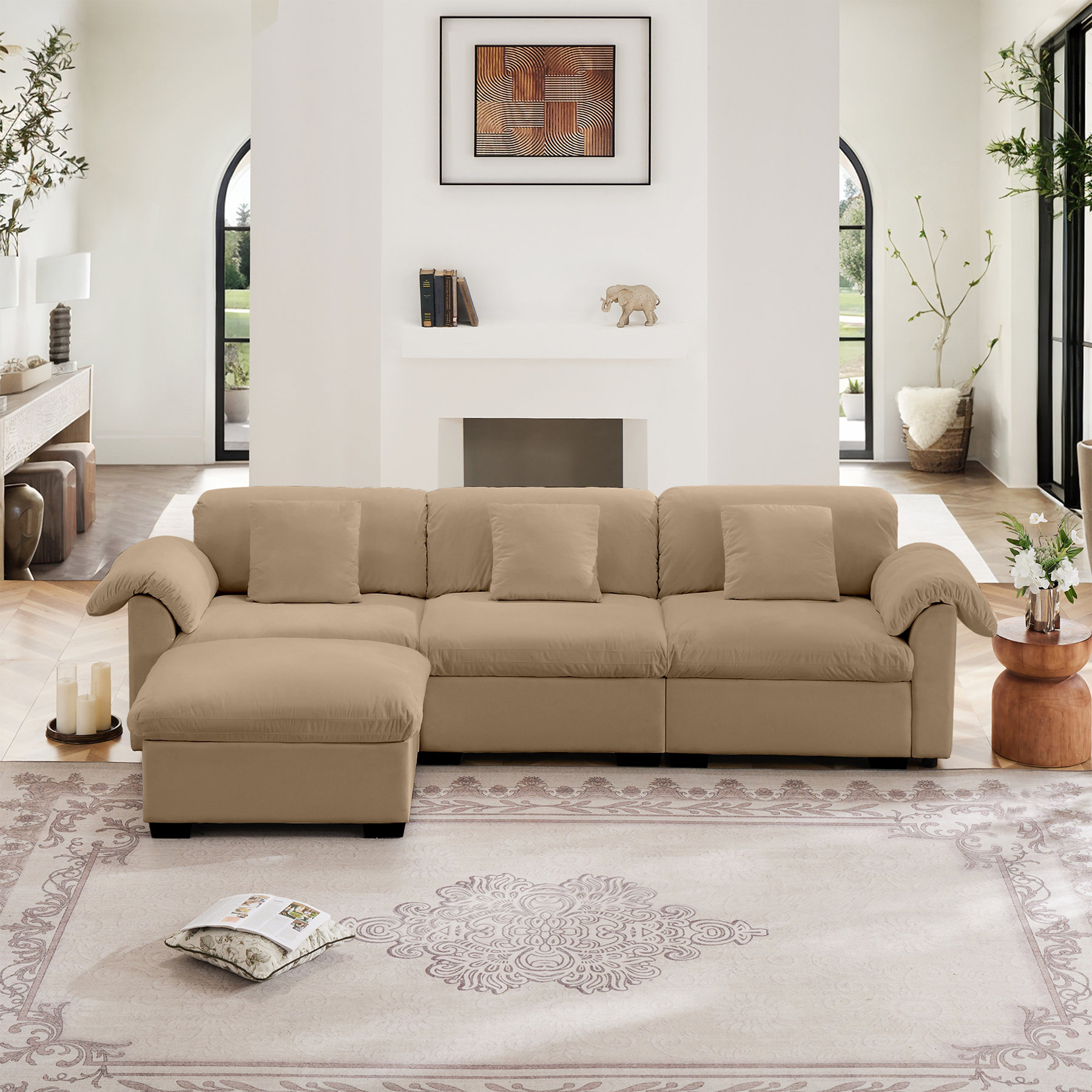 Everly Quinn Modern Velvet Sectional Sofa | Wayfair regarding The Science of Comfort Exploring the Ergonomics of a Modern Velvet Sectional
