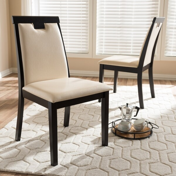 Faux Leather Chairs : Mirabelle White Faux Leather Dining Chair Set Of ... within Style Meets Functionality Your Guide to Faux Leather Dining Sets