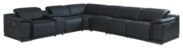 Federico 7-Piece L-Shaped Top Grain Italian Leather Sectional-4 Power ... for A Deep Dive into the Federico Black Leather Power Recliner's Premium Features